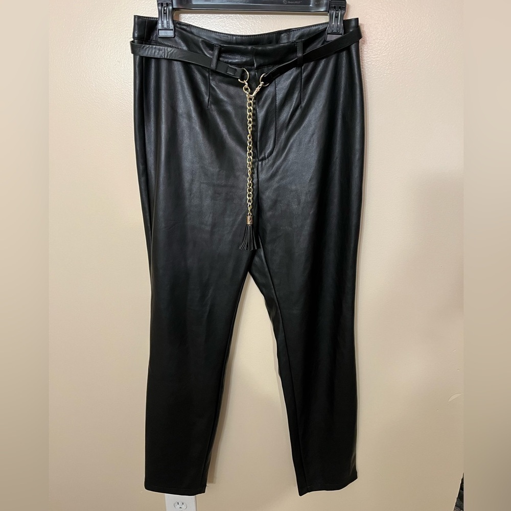 Marc New York Black Faux Leather High Rise Pants Sz 6
